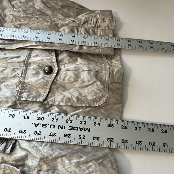 Chicos Womens Crinkled Metallic Jacket Button Up Jacket Size 3 XL Tan Coat Top - Picture 7 of 8